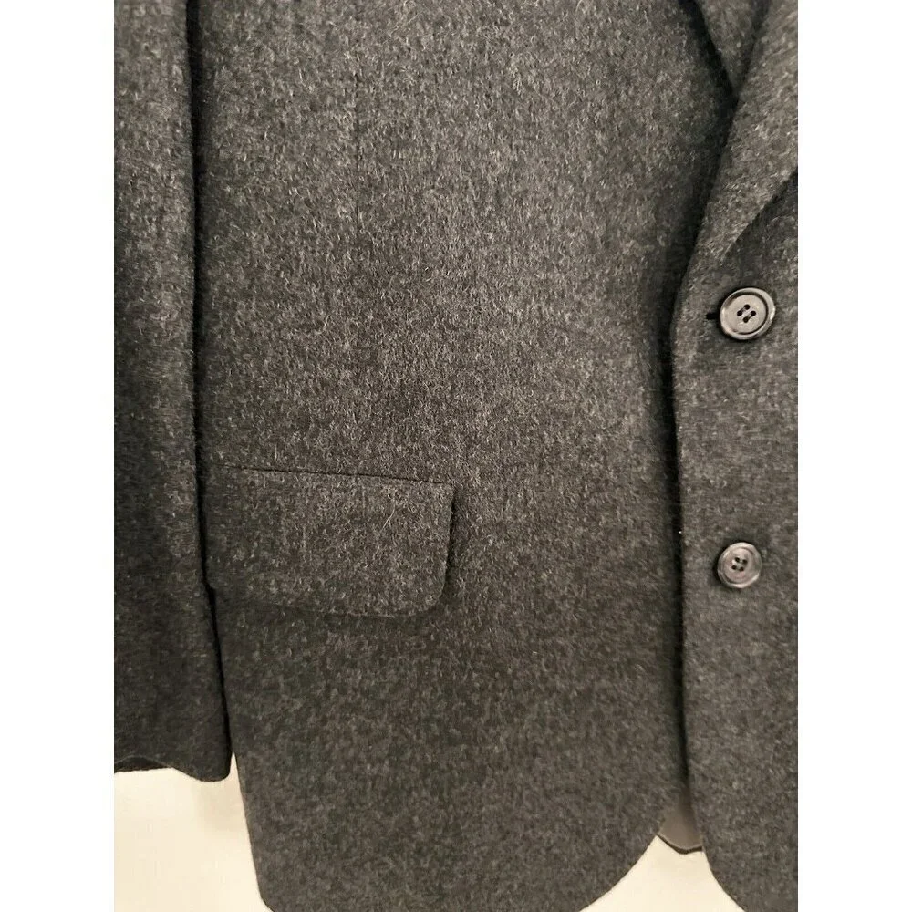 Embassy Square Blazer 40R Grey 2 Button Single Vent Lined 100% Camel Hair Preppy